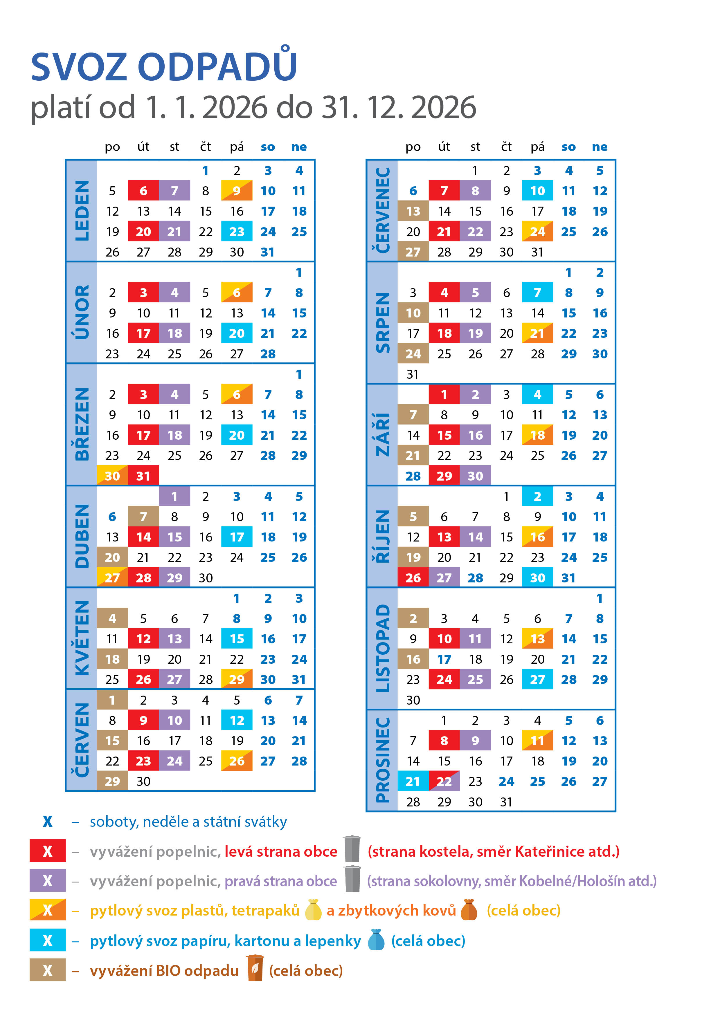 Kalendář svozů